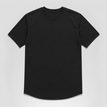 The Manifesto — czarna, slim fit, subtle drop-cut hem
