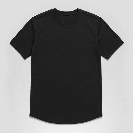 The Manifesto — czarna, slim fit, subtle drop-cut hem